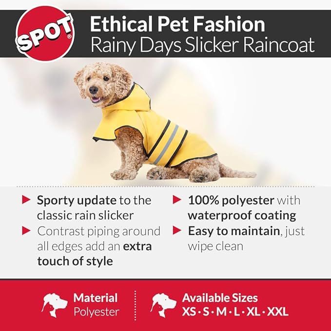 Fashion Pet Rainy Days Slicker Yellow Raincoat, X-Small (560YXS) (Pack of 2)