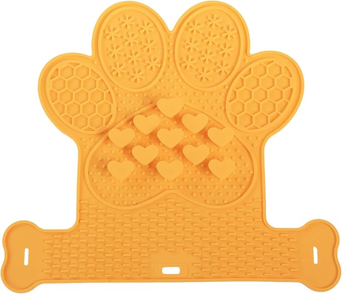 Dog Lick Mat with Suction Cups, Slow Feeder & Enrichment Mat for Dogs & Cats, Silicone Feeding Mat for Wet & Dry Food, Anxiety Relief, Mess-Free Foldable Pocket Design, Orange