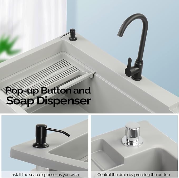 ROVSUN 37-Gallon Freestanding Utility Sink with Faucet, 36" Heightened Basin for Laundry, Garage, Outdoor Garden, Pet Wash, Heavy Duty Plastic Laundry Tub with Storage Shelf, 40"L×24"W×36"H, Gray
