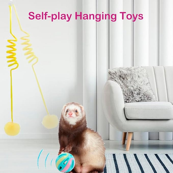15pcs Ferret Squeaky Toys Set Rubber Balls Ferret Teeth Grinding Chewing Balls Teething Bouncy Bell Ball Interactive Sound Squeaker Toy Exercise Scratch Chew Toy for Ferrets Pet Cat Dog Small Animals