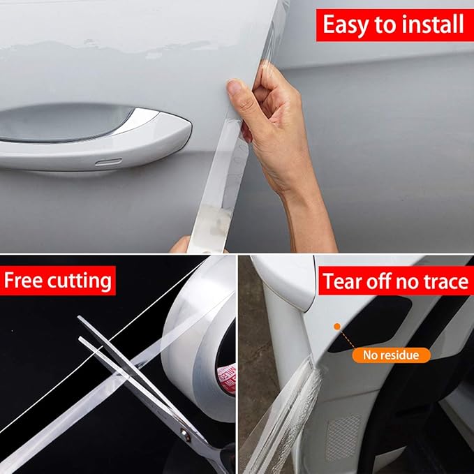 Universal Car Door Edge Guard, 2In x 33Ft Door Sill Protector, Automotive Anti-Collision Strip for Car Door Edge/Front and Rear Bumper/Door Sill Protector, Transparent