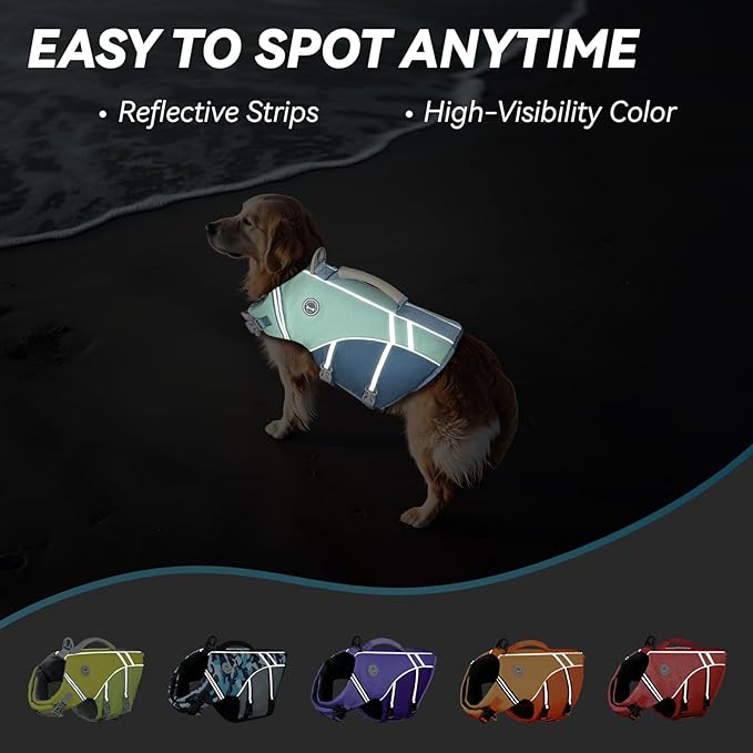 VIVAGLORY Sports Style Dog Life Vest, Dog Life Jacket for Swimming & Boating, Ripstop & Buoyancy for Puppy Doggy, Lifejacket with Handle, M, Cyan
