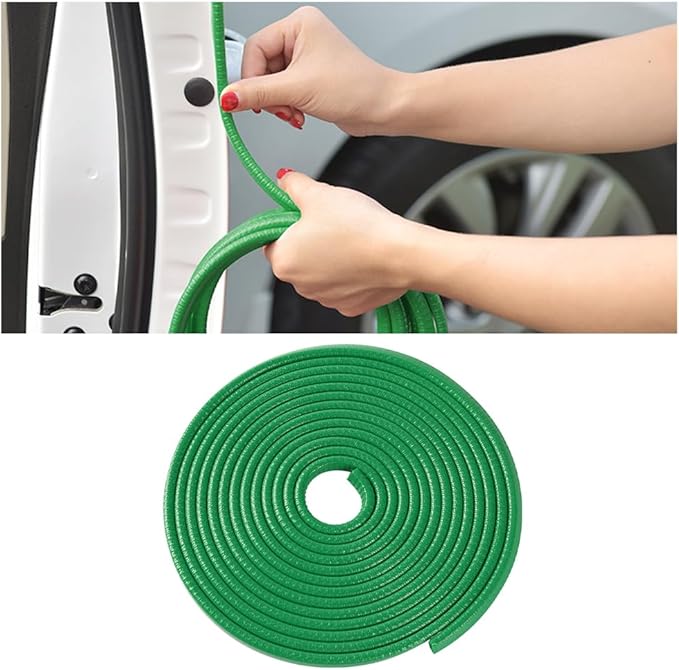 Osilly Car Door Edge Guards, 16Ft Rubber Seal Car Door Edge Trim, U Shape Door Edge Protector Guard, Aluminum Weather Proofing Automotive Door Edge Molding Protection for Most Car (Green)