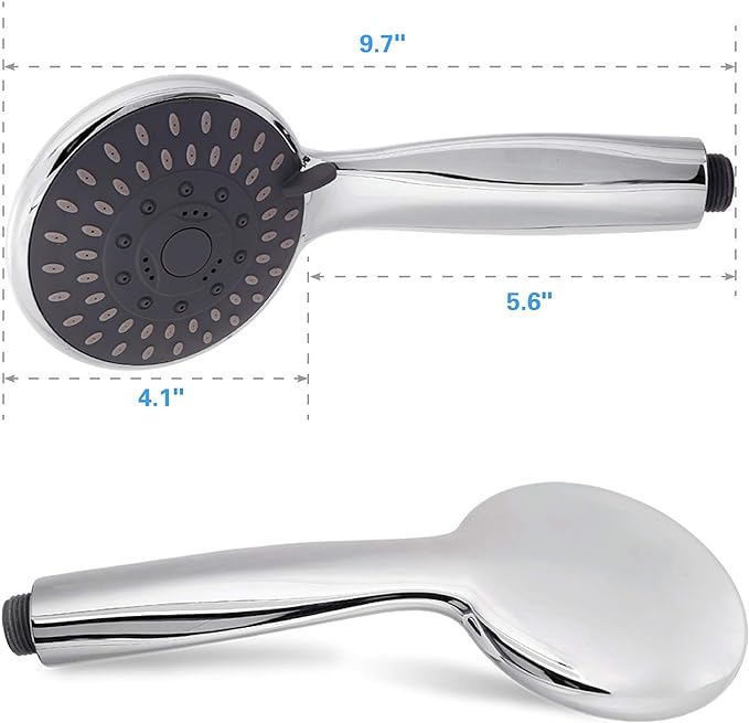 High Pressure Handheld Shower Head Briout 5-Settings Powerful Water Spray Shower Head against Low Pressure Water Flow with Stainless Hose and Adjustable Mount