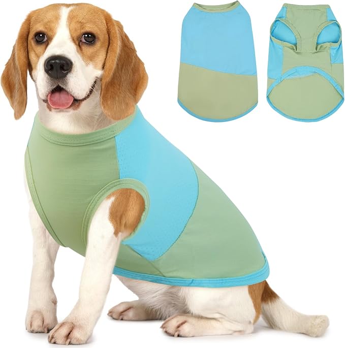 BRKURLEG Dog Cooling Vest, UPF 50+ Sun Protection Dog Cooling Shirts, Breathable Quick Dry Vest for Small to Large Dogs & Cats, Lightweight Summer Pet Clothing for Hiking, Beach, Bluegreen, XXL