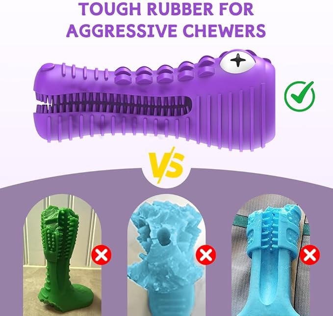 Dog Toys for Aggressive Chewers, Indestructible Dog Chew Toys for Medium Large Breed, Interactive Tough Dog Squeaky Toys to Keep Them Busy, Natural Rubber Durable Dog Toothbrush Teeth Cleaning Toys