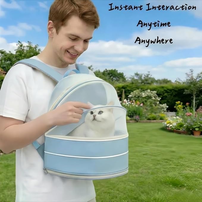 Pet Carrier Backpack for Cats and Small Dogs-Expandable Pet Tent Breathable Visible Pet Bag for Kitty and Puppy Foldable Pet Nest Bed Perfect for Travel Walks Shopping Vet Visits Home Use-Blue