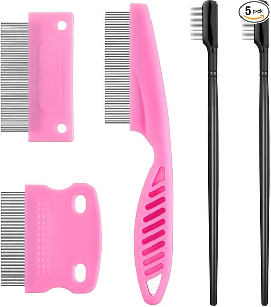 5 Pieces Dog Eye Combs Tear Stain Remover Combs Pet Grooming Comb for Small Dogs Gently Removing Eye Mucus and Crust (Pink, Black)