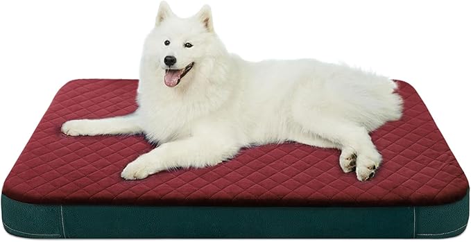 Large Dog Bed, Orthopedic Foam Big Dog Bed Mattress, 40 Inches Joint Relief Pet Sleeping Beds, Non Slip Bottom with Removable Washable Cover, Wine Red