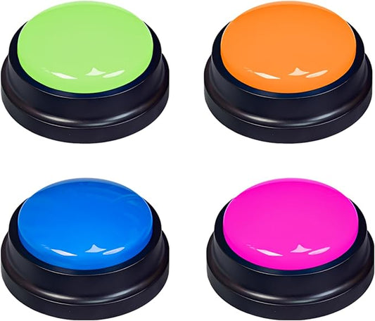 4 Pcs Dog Talking Buttons for Communication, Recordable Voice Command Pet Sound Button Box, Dog Training Talking Buttons with Easy One Button Recording, 3.1 in, 8 cm Pet Response Buzzers