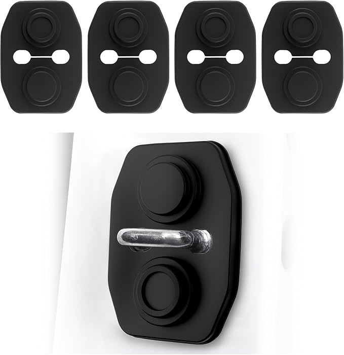 4PCS Universal Silicone Car Door Latch Covers,New Silicone Door Latch Protective Cover with 3 Layers of Shock Absorption for Protection & Noise Reduction,Soft Car Doors Strike Protector