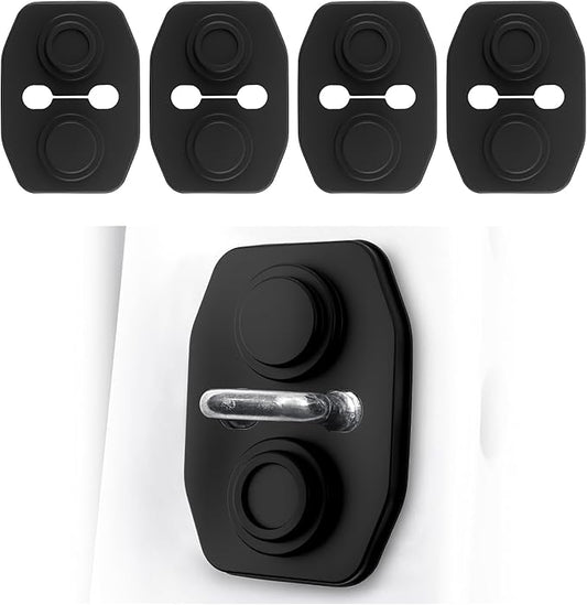 4PCS Universal Silicone Car Door Latch Covers,New Silicone Door Latch Protective Cover with 3 Layers of Shock Absorption for Protection & Noise Reduction,Soft Car Doors Strike Protector
