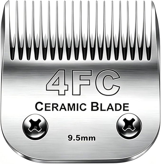 4FC Blade Detachable Pet Clipper Replacement Blades, Ceramic and Stainless Steel, Compatible with Andis, Oster, and Wahl Clippers