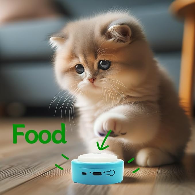 Talking Buttons for Cats and Dogs, Set of 4 Blue Rechargeable Buttons with Voice Recording for Pet Communication, Puppy & Kitten Easy Press, Small Animal Speech