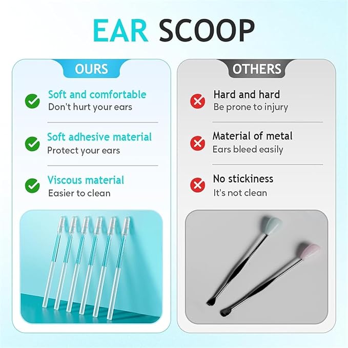 48Pcs Sticky Ear Cleaning Stick for Adults Large, Reusable Sticky Ear Cleaner Picks, Gentle Soft Ear Care Cleaning Sticks with Dust Cover