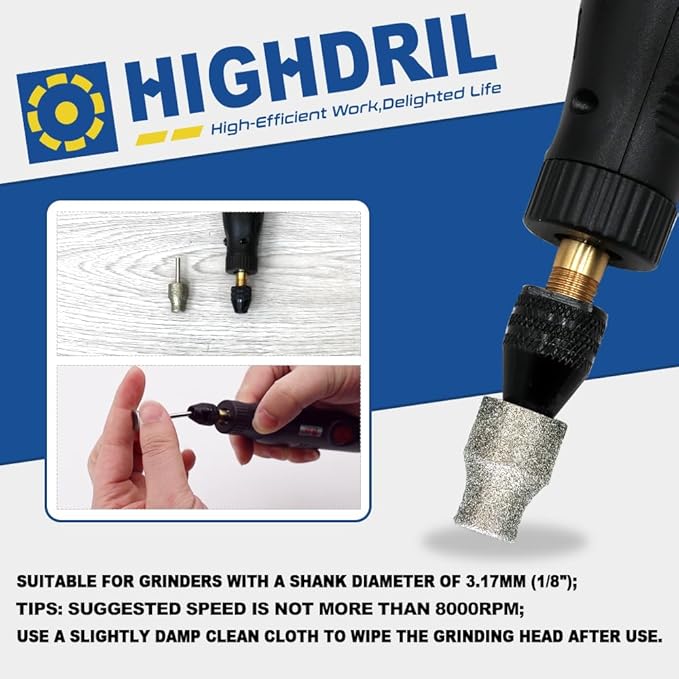 HIGHDRIL Diamond Rotary Nail Grinder Bits for Dog - 5PCS 1/8" Replacement Grinder Wheel for Pets Nail Care