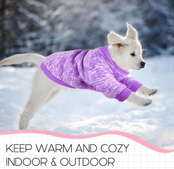 2 Pack Dog Sweaters for Small Dogs Girl Boy Winter Fleece Clothes Warm Soft Dog Sweatshirt Outfit for Dogs Cats Pet Apparel (Grey, L (Back: 15.7",Chest: 19.6",14-18Ibs))