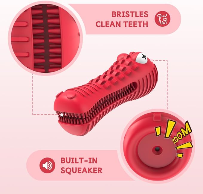 Dog Toys for Aggressive Chewers, Indestructible Dog Chew Toys for Medium Large Breed, Interactive Tough Dog Squeaky Toys to Keep Them Busy, Natural Rubber Durable Dog Toothbrush Teeth Cleaning Toys