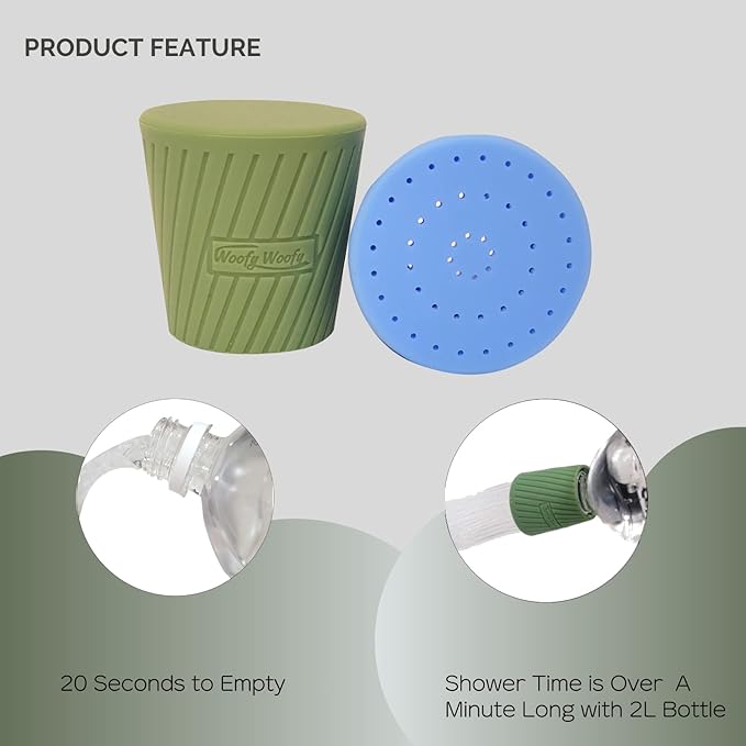 Portable Mud Dog Shower Head, Bottle Attachment for Water Sprayer, Pet Silicone Bath Shower Sprayer for Dogs, Fits Most Plastic Water/Soda Bottles from 16oz to 2 liters (Little Boy Blue)