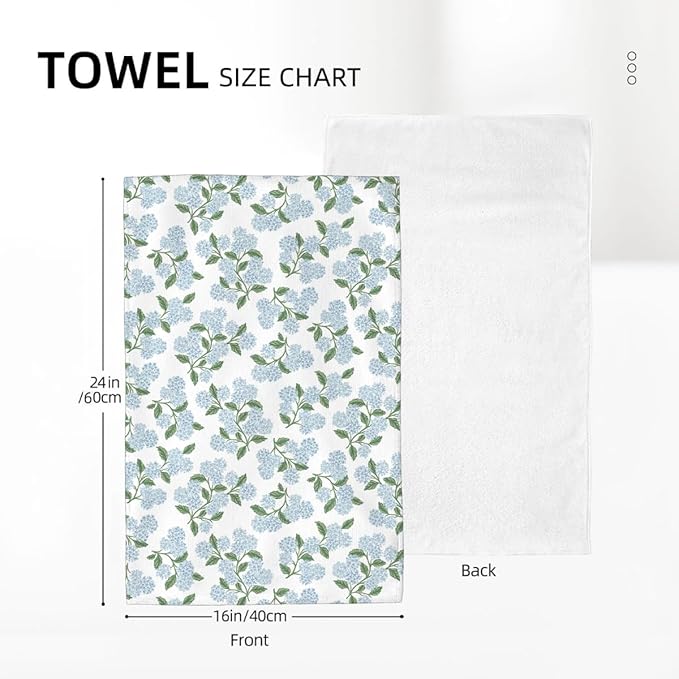 Blue Hydrangea Floral Kitchen Towels Vintage Spring Floral Dish Towel 16×24 Inch Soft Absorbent Summer Flowers Hand Cloths for Kitchen Drying Decore Set of 2