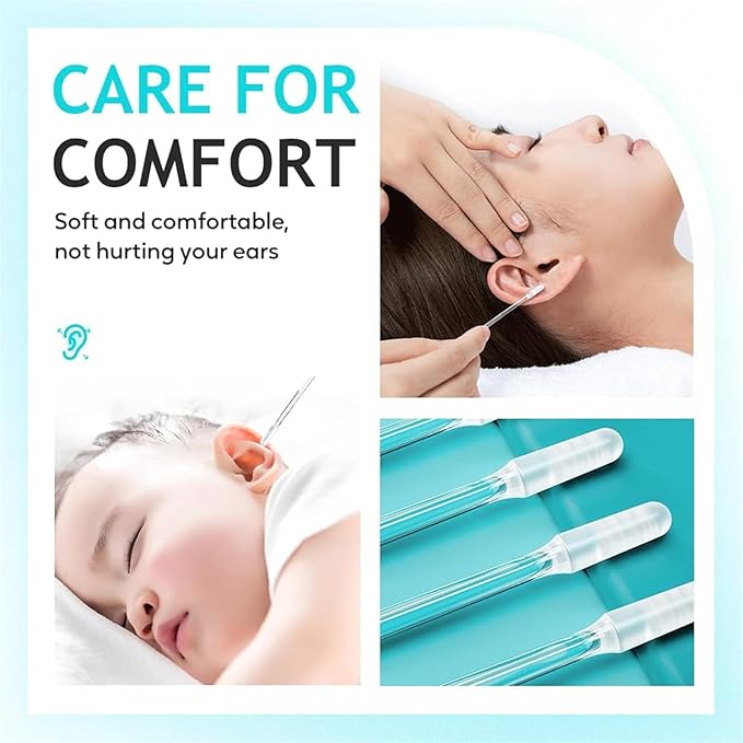 48Pcs Sticky Ear Cleaning Stick for Adults Large, Reusable Sticky Ear Cleaner Picks, Gentle Soft Ear Care Cleaning Sticks with Dust Cover