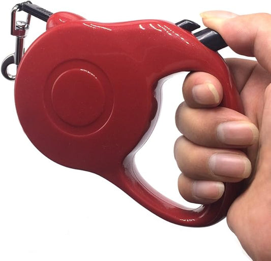 Retractable Dog Leash with Nylon Ribbon Lead for Small & Medium Breeds, Durable, No Tangle, 10-feet Long, Supports up to 25-Pound (Small, Red)