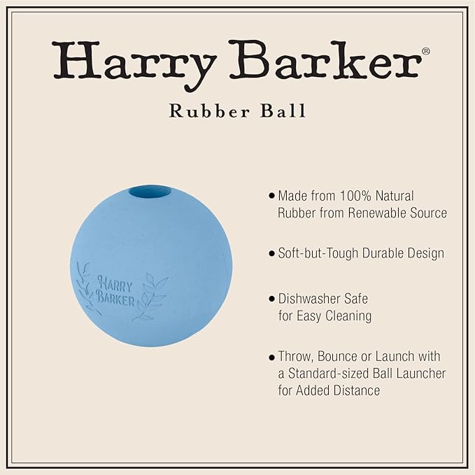 Harry Barker Natural Rubber Dog Fetch Balls, Durable High-Bounce Interactive Toy with Safety Air Vent, Treat-Stuffable Rubber Balls for Dogs, 3 Inch, 4-Pack