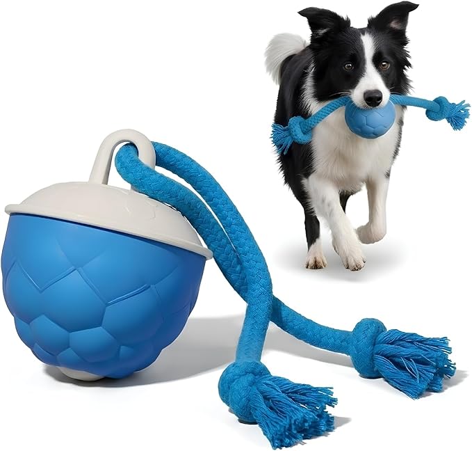 Moving Dog Toy with Rope – Smart Motion Activated Interactive Dog Ball for Small Dogs, 3 Speed Modes, USB Rechargeable Durable Interactive Puppy Toys & Dog Interactive Toys