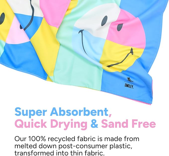 Dock & Bay Beach Towel - Quick Dry, Sand Free - Compact, Lightweight - 100% Recycled - Includes Bag - Calm - Large (160x90cm, 63x35)