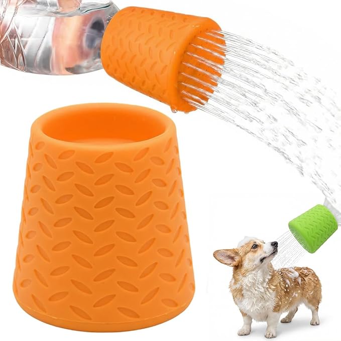 Portable Pet Shower Head, 2026 Upgraded Outdoor Shower for Dogs, Bottle Attachment, Outdoor Water Sprayer Accessory for Most Plastic Water or Soda Bottles from 16 oz to 2 Liters (Orange)
