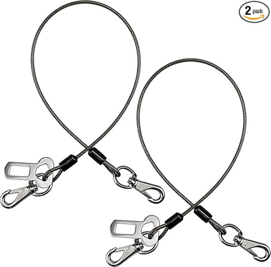 2-in-1 Dog Seat Belt for Car, Chew Proof Pet Safety Belt for Dog, Heavy Duty Dog Car Harness Restraint, Waterproof Coated Steel Wire Dog Leash (Black*2, 24inch/60 CM)