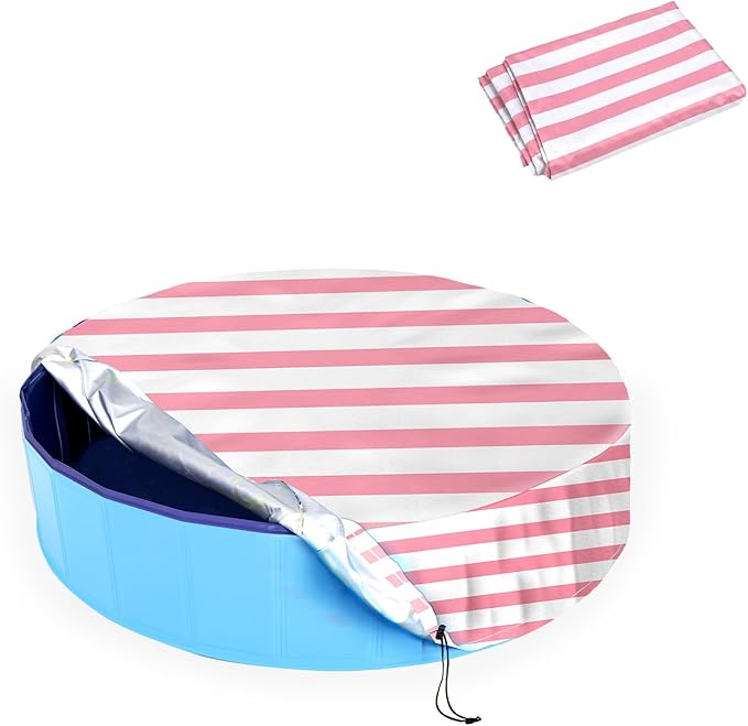Foldable Round Dog Swimming Pool Cover, for 32 "/63“/48” Collapsible Outdoor Tub, PVC Coating Waterproof and UV Protection, Leakproof Washable Kiddie Pet Small Paddling Bath Accessories
