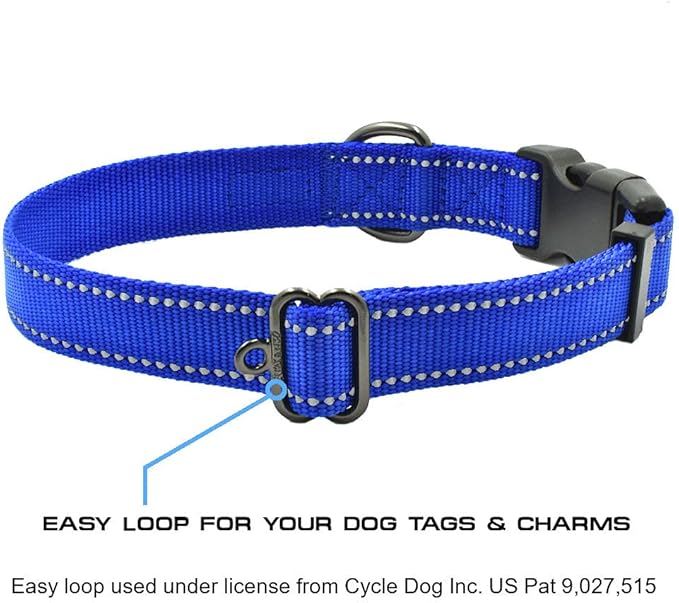Max and Neo NEO Nylon Buckle Reflective Dog Collar - We Donate a Collar to a Dog Rescue for Every Collar Sold (Medium, Blue)