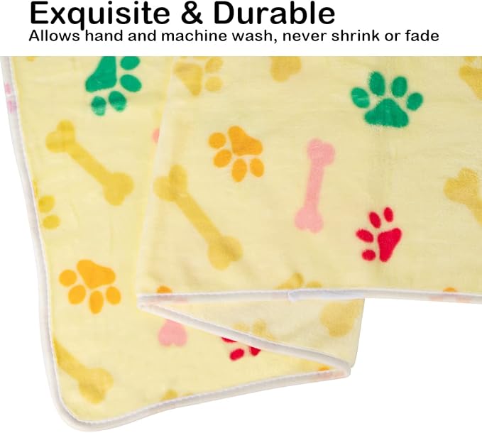Dono 1 Pack 3 Dog Blankets, Soft Fluffy Fleece Pet Blanket Warm Sleep Mat Paw Print Design Puppy Kitten Throw Blankets Doggy Blanket for Dogs