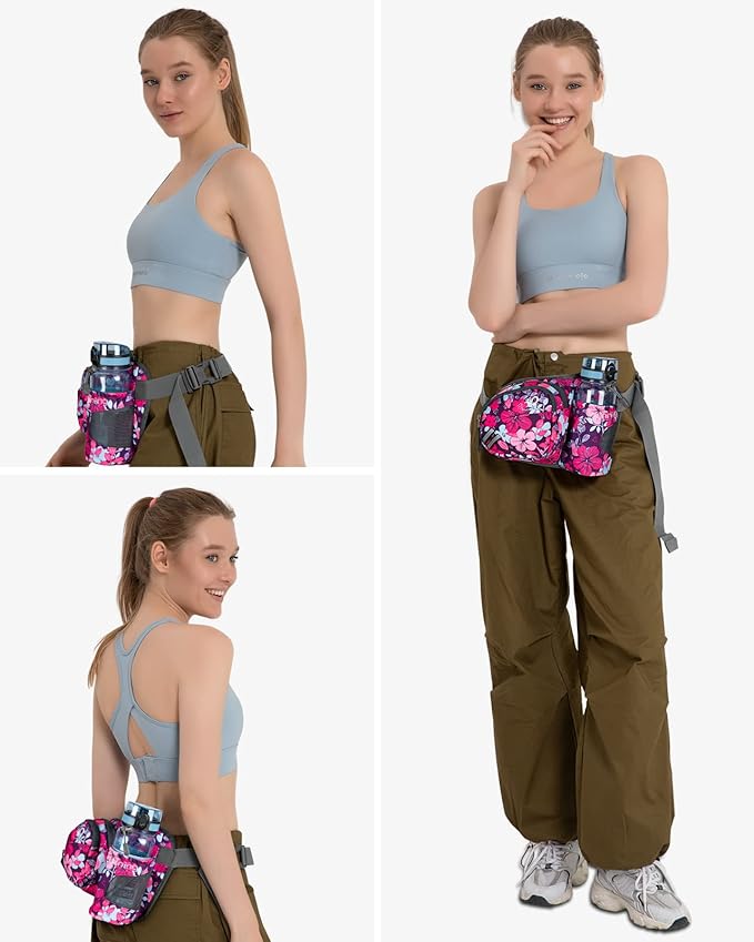 WATERFLY Fanny Pack Waist Bag: Waist Pack for Women Men with Water Bottle Holder Hiking Fanny Pack for Running Walking DogWalking Travel Cycling