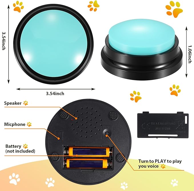 Chumia 12 Pcs Voice Recording Button, Dog Buttons for Communication 30 Second Record & Playback Pet Talking Training Buzzers Funny Gift for Animal Office Home Study Family Game(Multi Colors)