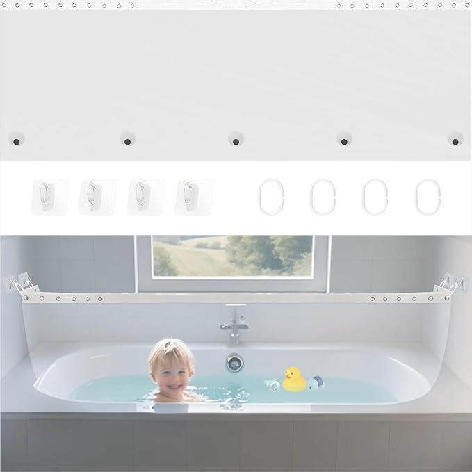 Bathtub Splash Guard for Kids & Pets | Splash-Proof & Adjustable Design | Easy Installation | Transparent Tub Splash Guard | Splash Guard for Bathtub | Bathtub Splash Guard for Tub Kids
