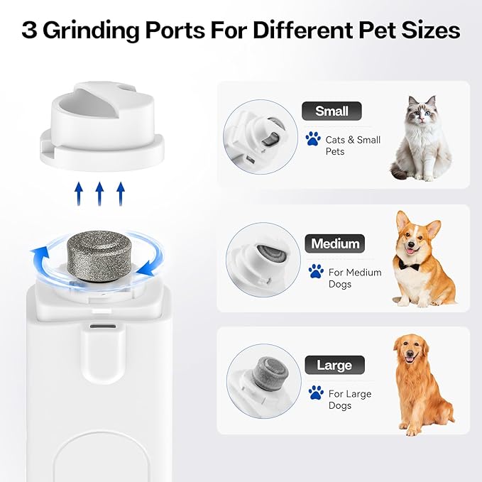 2-in-1 Dog Nail Grinder and Clipper, 3-Speed Rechargeable Pet Nail Trimmer with LED Light, Quiet Electric Nail File for Small Medium Large Dogs and Cats