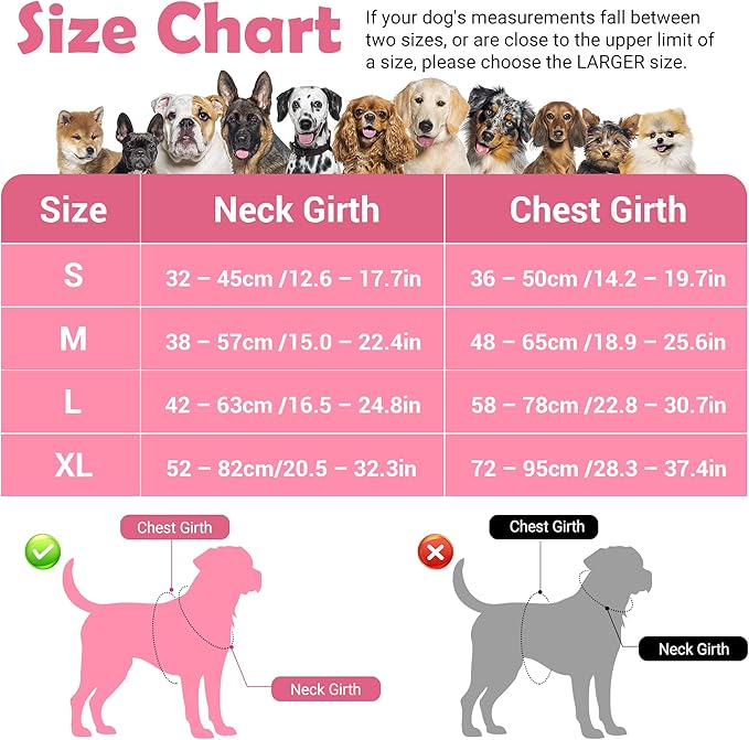 Funfox Dog Harness No Pull, Adjustable Pet Vest Harness, Super Soft Material with Vertical Handle Easy Control, Reflective Night Walking, 2 Leash Clips for Large Dogs, Mosaic Pink, L