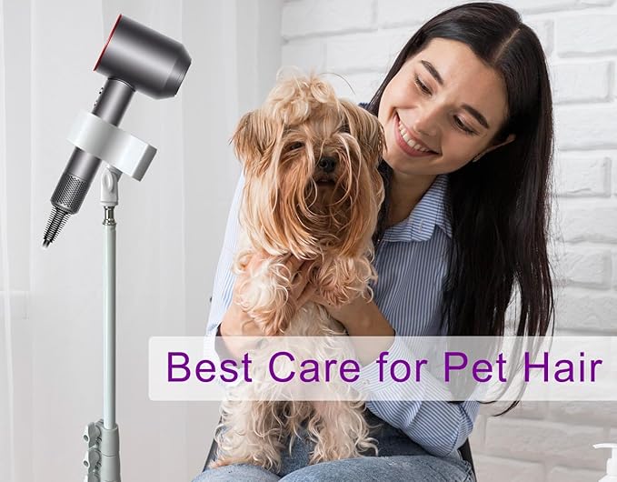 Purple River Hair Dryer Stand 20" to 63" Adjustable Blow Dryer Holder with Tripod and Universal Clip, Easy to Use, Hands Free Relieve Wrist Pain, Shoulder Periarthritis etc (White)