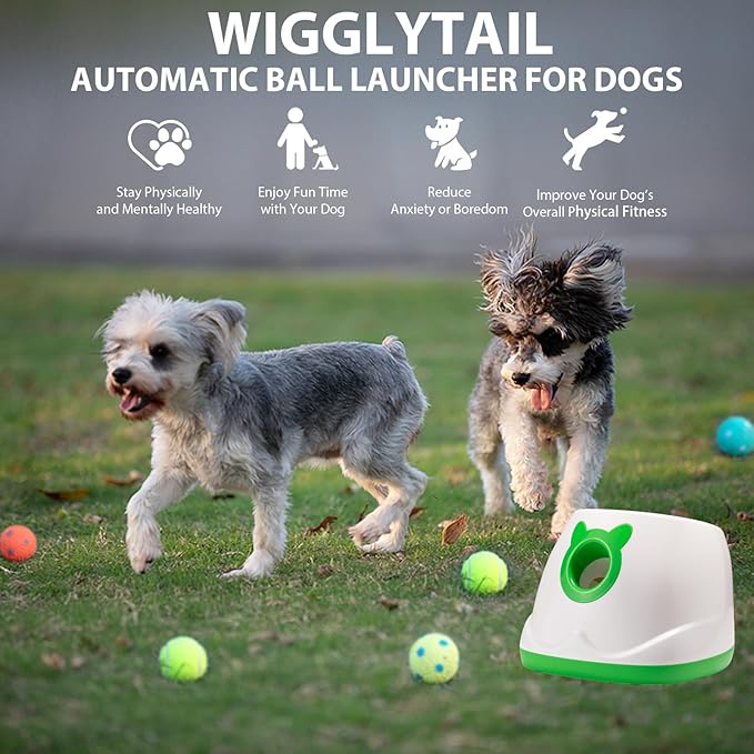 Automatic Ball Launcher for Dogs, Dog Fetch Ball Thrower Launcher, 4 Adjustable Distances, Interactive Pet Self Playing for Small Dogs and Puppies with 9 Balls (2 inches)