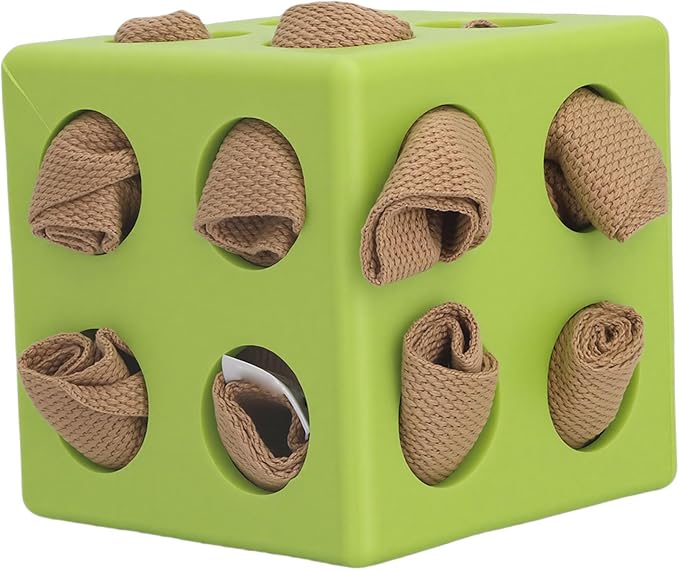 Dog Enrichment Toy Snuffle Ball Interactive Treat Dispenser Puzzle for Mental Stimulation with Slow Feeder Design for Dogs Pets (Green)