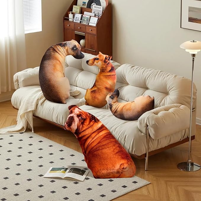Dog Pillow,3D Simulation Dog Shaped Pillow,19.7" Funny Shiba Inu Plush Pillows, Animal Chair Cushions for Home Decor (A)