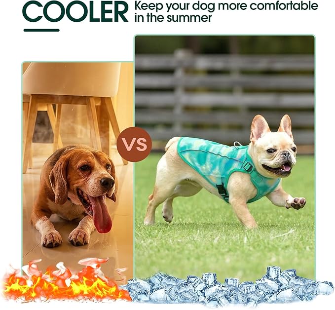 Kuoser Dog Cooling Vest for Dogs, Lightweight Cooling Shirt for Small Medium Large Dogs, Adjustable Pet Cooler Jacket with Reflective Stripe, UV Protection Pet Harness T-Shirt for Summer Outdoor