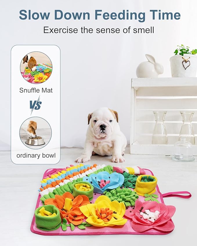 Snuffle Mat for Dogs, Pet Treats Feeding Mat, 20× 20 inch for Medium & Large, Felt Wool Dog Sniff Mats for Slow Feed, Rabbit Foraging Mats, Relieve Anxiety, with Anti-Slip Bottom