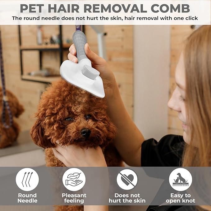 Ultimate Pet Brush - Self-Cleaning Cat & Dog Grooming Tool | Deshedding Brush for Long & Short Hair | Reduces Shedding, Hairballs & Loose Fur | One-Click Hair Removal Comb.