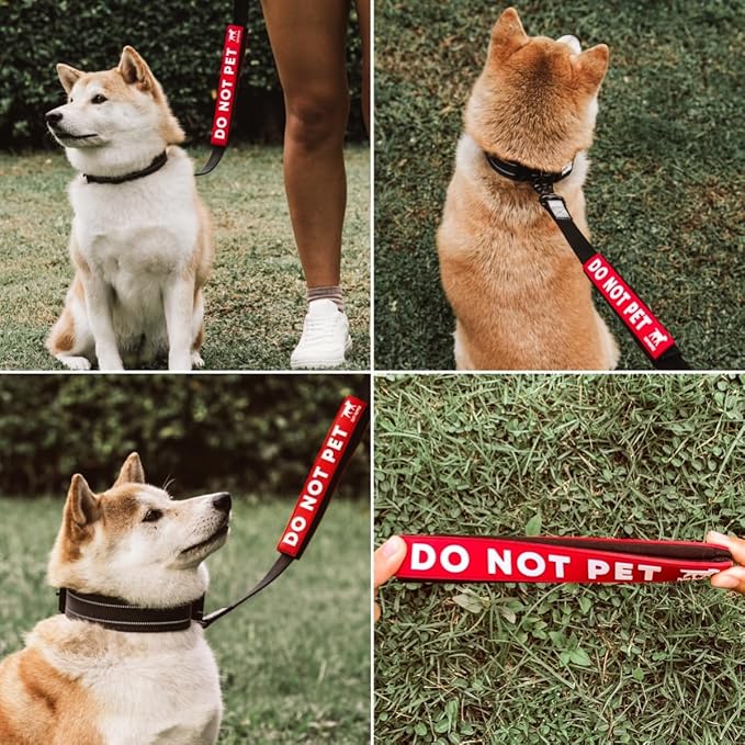 Tuff Pupper Waterproof Leash Sleeve | Fits Any Standard Size 1 Inch Wide Leash | Dual Sided Message | Durable Neoprene & Silicone | Odor & Stink Proof | Easy Secure On & Off (2 Pack, Do Not Pet)