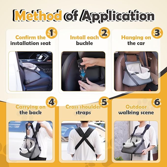 WOYYHO Luxurious Dog Booster Car Seat Designed for Tiny Dogs up to 7 lbs, Vegan Leather Pet Dog Car Seat with Safety Belt & Soft Flannel Liner for Teacup Yorkie, Chihuahua, Maltese, Small Dogs Cats