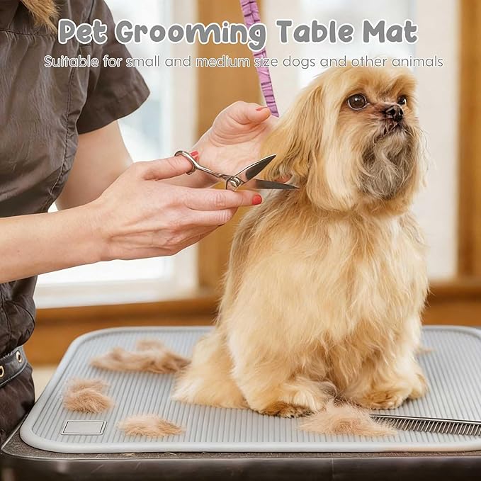 Dog Grooming Table Mat Pad Non Slip，Silicone Durable Premium Non-Slip Dog Bath Mat，Slip Mat - Bathing Mat for Pets，22.45inchX15.75inch (Grey)