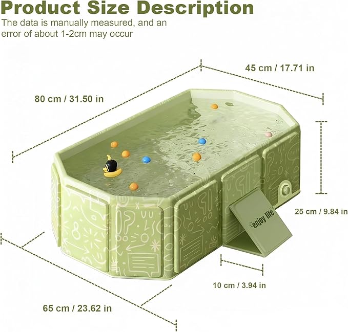 Foldable Dog Bathtub for Small to Medium Dogs & Cats, Collapsible Pet Bath Tub with Side Drain Plug, Portable Puppy Wash Tub, Rigid Panels, Fold-Flat for Carry & Storage